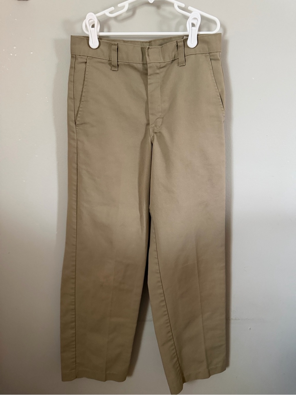 Dickies Boys Size 14 Rg Khaki Twill Chino Pants Straight Leg Mid Rise Pockets